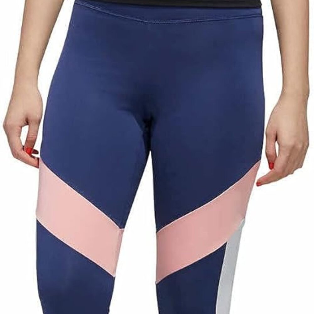 Adidas Women's Color Block Tight Leggings Size XL High Rise Waist Activewear NEW